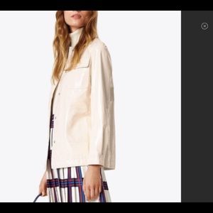 NWT Tory Burch Meg Patent Utility Jacket Cream